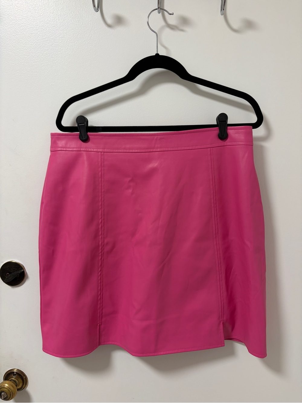 City Chic Hot Pink Lanie Faux Leather Mini Skirt